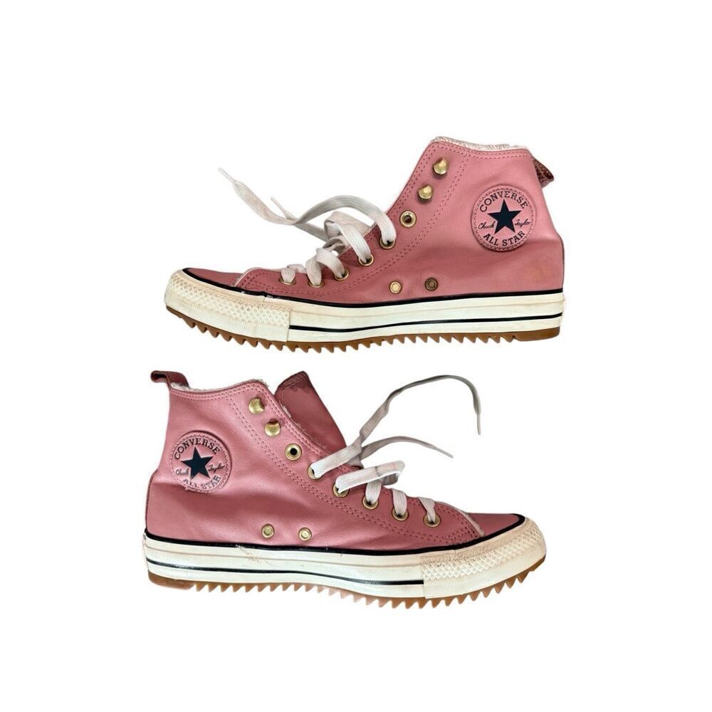 Converse Chuck Taylor All Star Womens Pink Leather Hiker Hi Top Sneakers Size 10